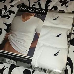 Super soft Nautica V-neck mens white t-shirt